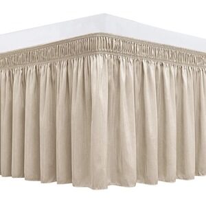 Biscayne Bay Wrap Around Bedskirt Dust Ruffle Queen Size Beige 14" Drop